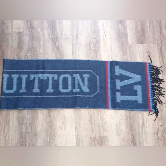 NIB Authentic Louis Vuitton Blue & Gray wool blend Scarf - Picture 7 of 10